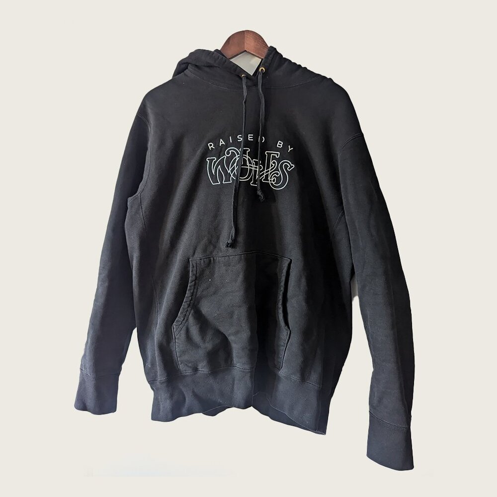 RAISED BY WOLVES - Black logo hoodie - Sz L